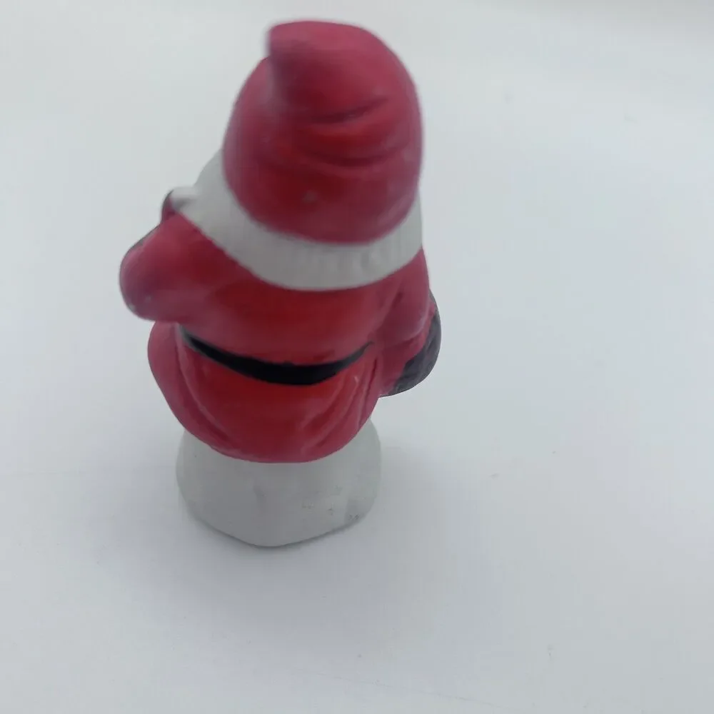 Vtg set of Santa Claus Gnome Christmas Figure 3” Porcelain Figurine (set of 4)